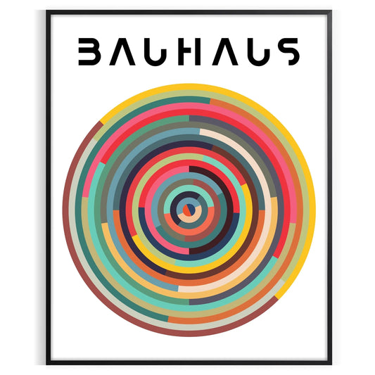 space stunning Bauhaus poster bold white orange palette art lovers minimalist enthusiasts wall unique gift unframed versions ideal addition home office decor